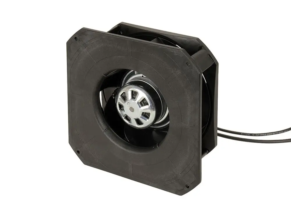 Ersatzventilator in Schwarz mit zentralem Metallrotor und Kabel, geeignet für Anwendungen von Fränkische, zur Luftzirkulation oder Kühlung.